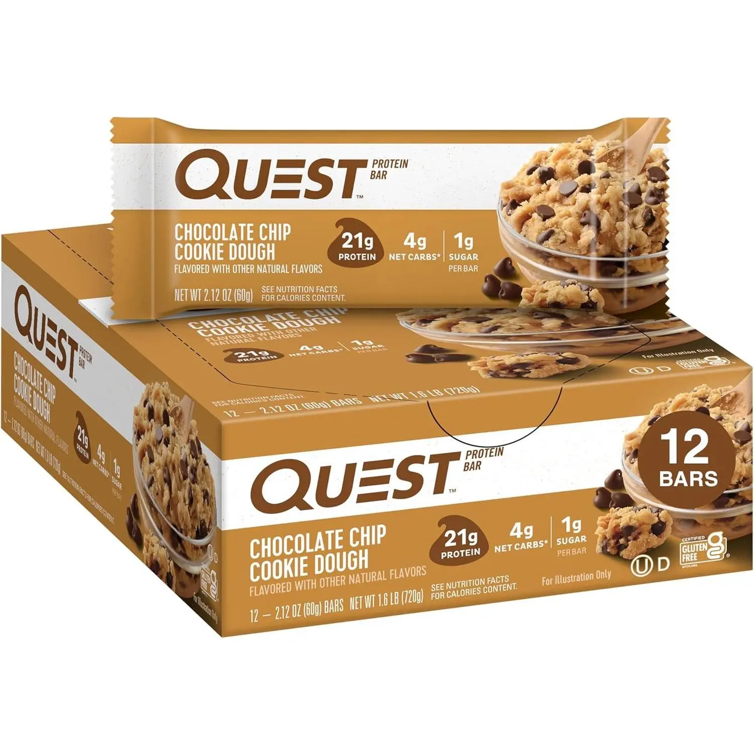 Quest Protein Bar Chocolate Chip Cookie Dough 12 ct