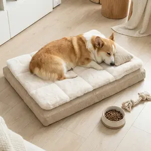 Cama para Perros Multifuncional con Base Antideslizante y Funda Resistente al Desgaste, Espacio Amplio y Cojín de Cabeza, Compatible con Uso en Hogar y Viajes