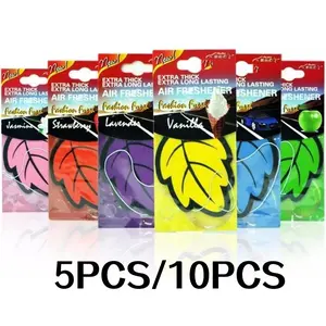 5/10 Pack Car Air Freshener Car Fragrance Set Car Diffuser Natural Scented Tea Paper Auto Hanging Strawberry Vanilla Perfume Fragrance Leaf Shape Car Interior Accessories Christmas Gift
