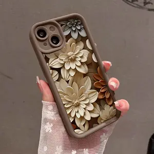 Feminine Soft Case for iPhone11/12/13/14/15/16/promax/x/xs/xr/xsmax Case Beige floral pattern Durable, Ultra Slim, Cute and Practical | Lightweight Protective Case for Her