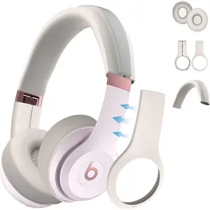 3 in 1 Silicone Case 4, Protective Covers for Headphones Shell/Ear Pad/Headband - Apricot Clear Anti-Scratch Ear Cup Cover Audio Portable AirPods MAX Protection Headset