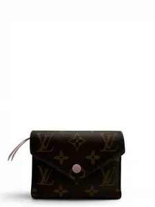 Pre-owned Louis Vuitton COATED CANVAS Small Leather Goods MONOGRAM VICTORINE WALLET PINK INTERIOR