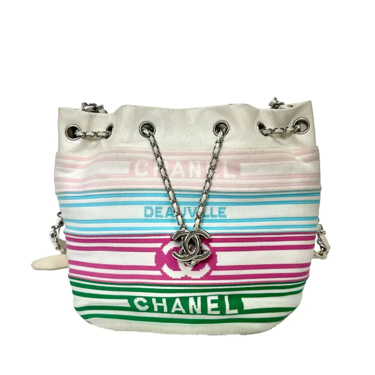 Pre-owned CHANEL Interlocking CC Venise Biarritz Bucket Tote Bag | N21503933, Tote Bags, Chain Strap