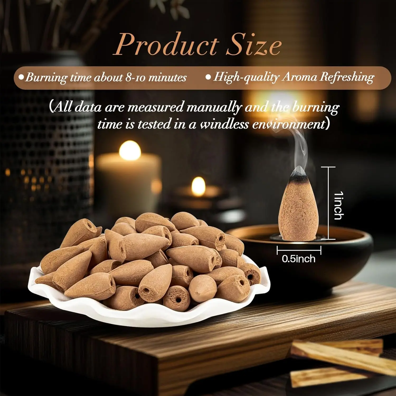 108PCS Sandalwood Backflow Incense Cones + Zen Waterfall Smoke Fountain | Long-Lasting Natural Aromatherapy for Yoga Meditation Stress Relief Home Decor