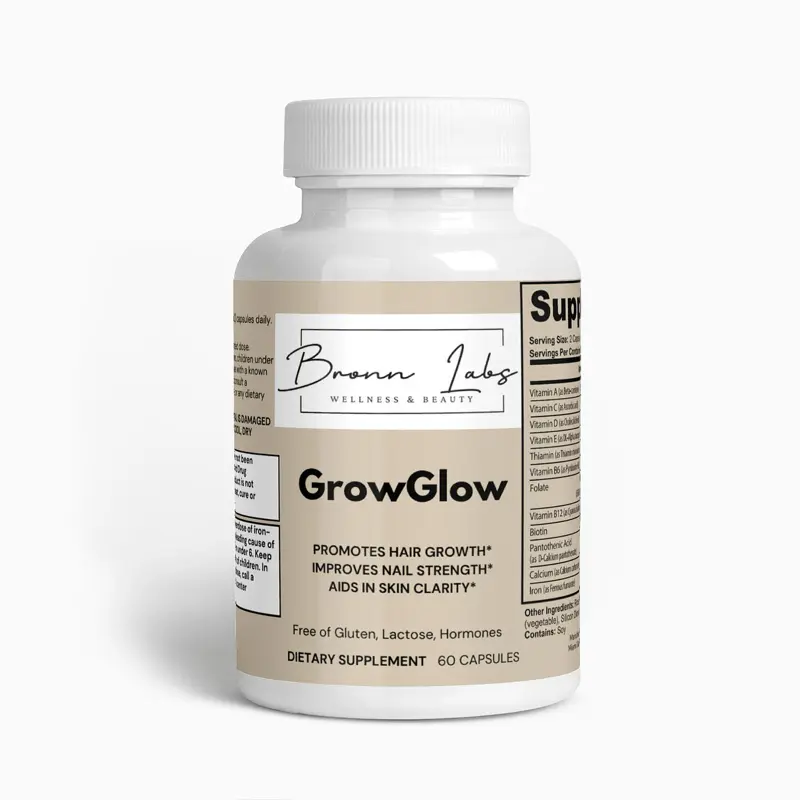 GrowGlow Hair, Skin and Nails/ Hair Growth Supplement by Bronnlabs Natural Vitamin Biotin Dietary