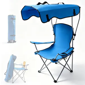 Portable Camping Chair with Canopy - Folding Chair with Canopy, Durable 600D Oxford Canopy Chair for Camping, Beach, Picnics, Fishing & Sports
