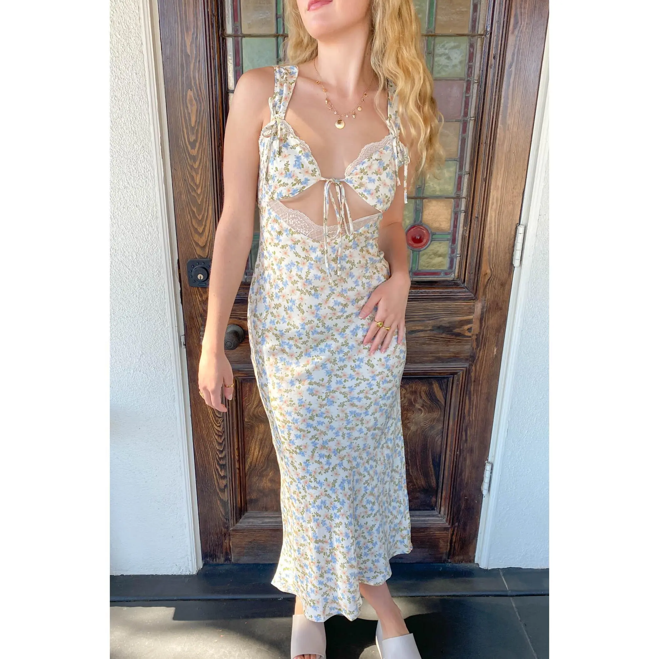 Floral Cutout Midi Dress - TikTok Shop