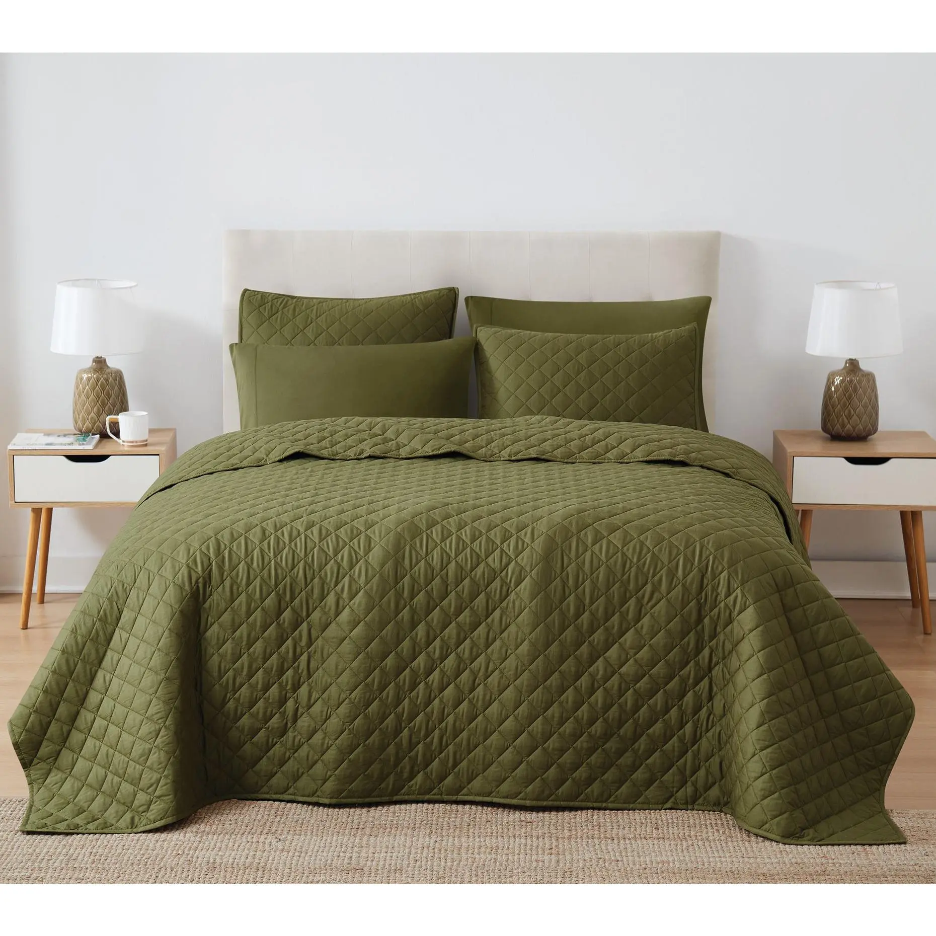 Cannon Oversized Percale King 3pc Quilt Set