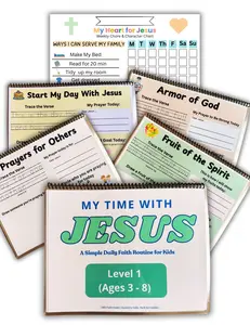 Christian Morning Routine for Kids (Ages 3–8) | Laminated Faith Activity Book | Daily Bible Routine | Homeschool Devotional | Reusable Faith Habits