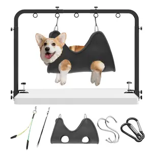 Adjustable Pet Grooming Arm for Table: 42" Height & 27"-39" Width, Clamp Fits Up to 2.76", Includes Hammock & 2 No-Sit Nooses, Heavy-Duty Dog Grooming Stat