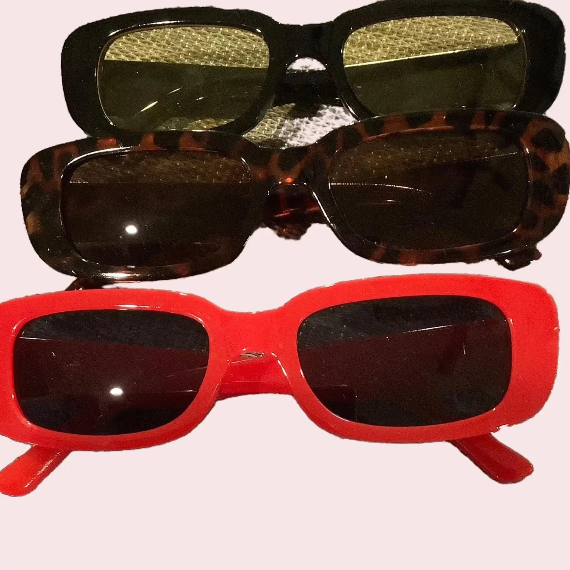 Sunnies - 3 Pack Unisex Sunglasses with Red, Brown, & Yellow Frames