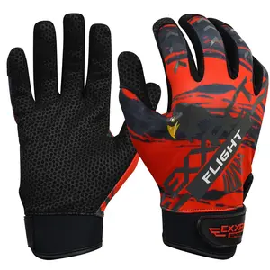 Exxact Sports Flight Baseball Batting Gloves Youth & Adult with Textured Leather Palm, Softball Batting Gloves for Women/Men (Red/Black)