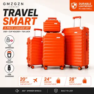 4-Piece Luggage Set with TSA Lock, Cup Holder Spring Break Travel Luggage Set summer travel essential Durable Travel Free Suitcase wheel hardshell