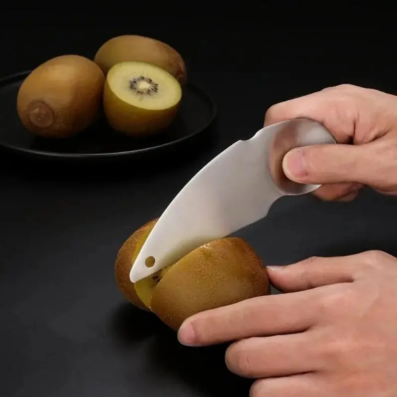 304 Food Grade Stainless Steel Metal Kiwi Serrated Peeling Spoon - Avocado Meat Cutting Fruit Tool, Quality Assurance Kitchen Utensil Gadget, 36G, Peel Easily