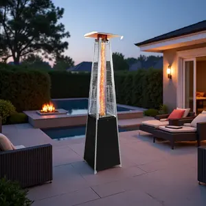 48000 BTU Propane Patio Heater with Detachable Wheels & Waterproof Cover – 360° Heat Outdoor Heater for Backyard, Poolside & Commercial Use (20*20*89in, 61lbs)