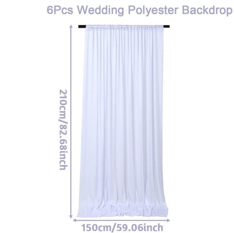 3 Set 10FTx7FT White Wrinkle-Free Wedding Backdrop Curtain -Silky Washable White Polyester Drapes for Baby Showers Birthday Parties Photography Wedding Receptions-6 Panels 5FTx7FT