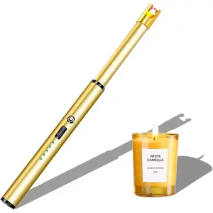 Navpeak Electric Candle Lighter Windproof  Rechargeable Flameless Long Neck for Candles Gas Stove Fireplace  Kitchen Grills Gold