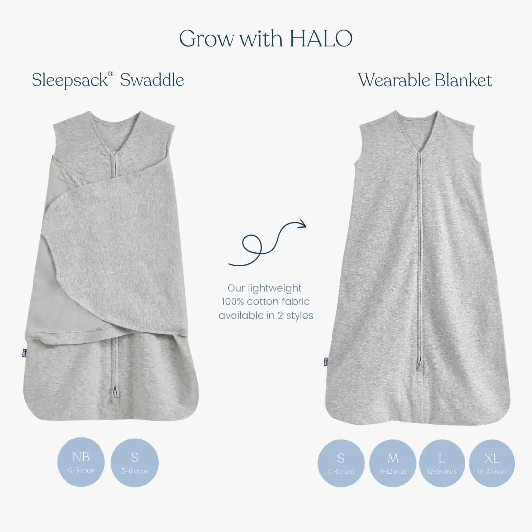 100% Cotton Sleepsack Swaddle, 3-Way Adjustable Wearable Blanket, TOG 1.5, Baby Blue, Newborn, 0-3 Months 100% Cotton Sleepsack Swaddle, 3-Way Adjustable Wearable Blanket, TOG 1.5, Baby Blue, Newborn, 0-3 Months