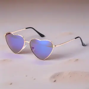 Trendy Heart-Shaped Sunglasses Vintage Metal Frame Polarized Sunglasses UV400 Protection Fashion Eyewear