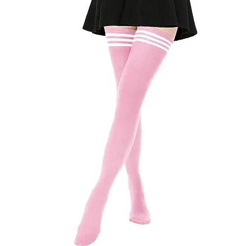 1 Pair Extra Long: Pink With White Strip