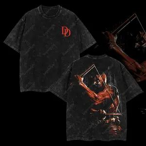 Superstyle Matt Murdock Daredevil Ver 03 MCU Comic Edition Double Printed Oversize Lightweight Acid Washed Tee TV Series Graphic Design Top Cotton Streetwear Comic Superheroes T-Shirt Clothes Menswear Womenswear