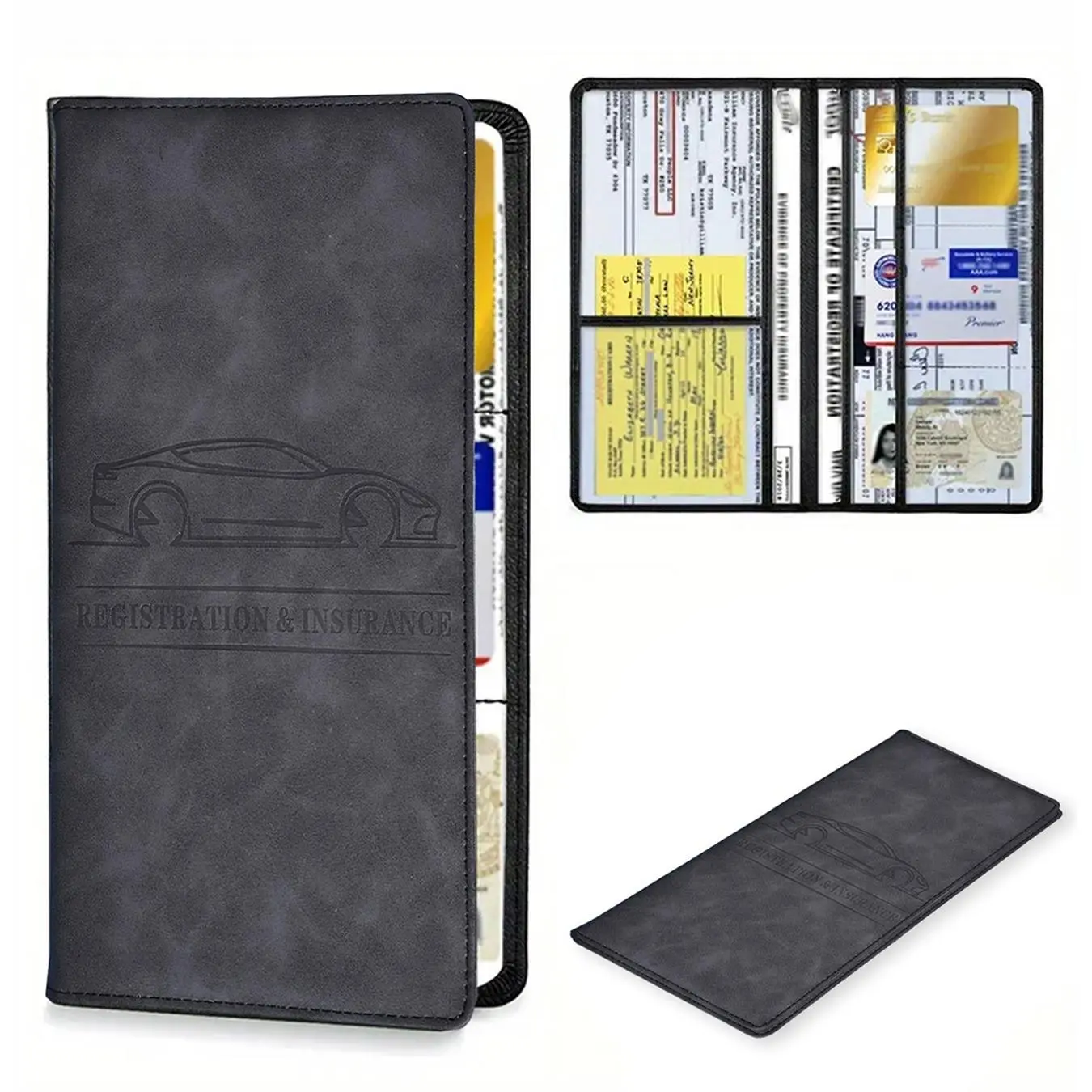 Car Registration & Insurance Card Holder, Vehicle License Document Car Documents Glove Box Compartment Organizer, Interior Car Accessories for Women Men Teens