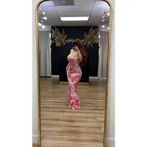 Tiana flower open back dress - pink