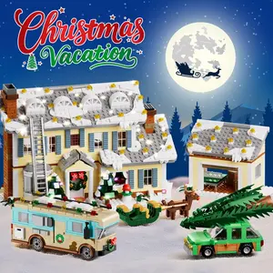 1958PCS Christmas Vacation House Building Blocks Toys Sets Street View Model Holiday Decorative Ornaments Assembly Bricks For Kids Adult Christmas Gifts