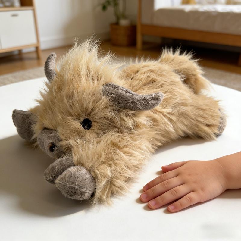 3 sizes of Scottish Highland plush cow toys, cute fluffy cow plush doll pillows, Cute cow design, realistic plush decorations, suitable for adults and children's birthdays and Christmas gifts