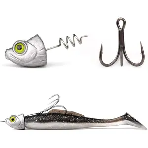 15 Pack Line Thru Swimbait Fishing Rig Jig Heads (Kit Includes Treble Hooks) 1/8 3/16 1/4 3/8 1/2oz