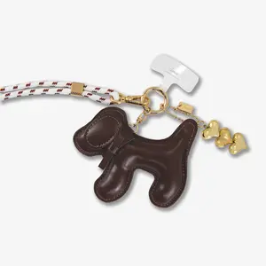 Universal Crossbody Phone Strap with Plush Animal - Chocolate Dog