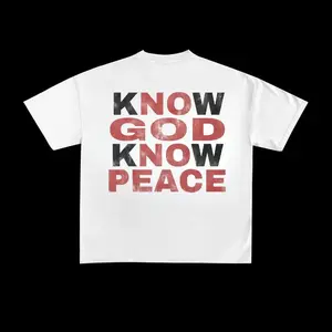[100% Cotton] Know God, Know Peace, No God, No Peace Graphic T-Shirt – Faith-Based Inspirational Quote Tee, Religious Casual Wear Graphic  Tees  Women Crewneck Cotton T-Shirt For Men And Women Sweatshirt Classic