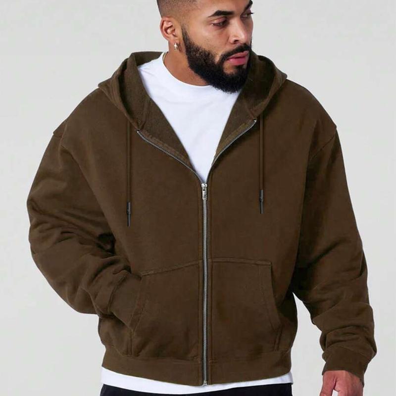 MEN Street Life Men's Vintage Washed Loose Metal Zipper Sweatshirt Hoodie (Reinforced Collar, Hem And Shoulder Seams To Prevent Deformation), School