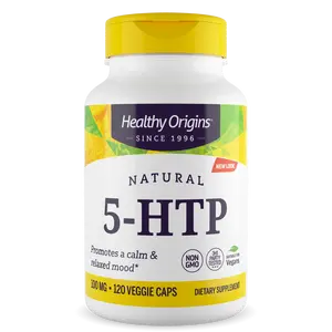Healthy Origins Natural 5-HTP 100mg - 120 Veggie Capsules  Dietary Supplement for Calm Mood & Relaxation