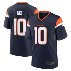 Men's #10 Orange/Dark Blue Nix Football Fan Jersey Athletic Game Day Shirt Breathable Sports Uniform Lightweight Performance Apparel Short Sleeve Training Top for Football Fans and Collectors