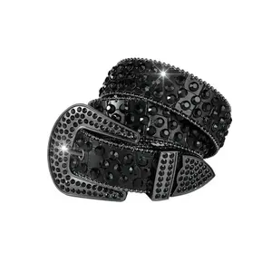 Fashionable Punk Style Rhinestone Decorated Belt with Rhinestone Buckles for Women & Men, Trendy All-match Exquisite Belt Ideal for Birthday Girlfriend Gift