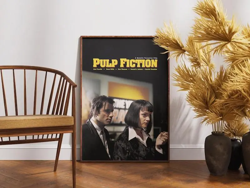 Pulp Fiction Movie Poster, Quentin Tarantino Film, Wall Art, Physical Print, John Travolta