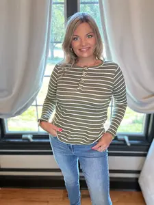 Olive Knit Knitwear Striped