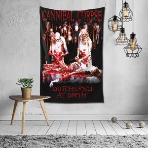 Halloween Horror Cannibal Corpse Tapestry 60x40 Inch Spooky Party Gift for Living Room Bedroom Dormitory Decoration Super Soft Polyester Fiber Wall Hangingswall decor flags