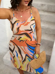 Plus Size All-Over Printed Dress, Loose Fit Casual Style, Perfect for Daily Wear & Parties, Fashionable Sleeveless Strap Design