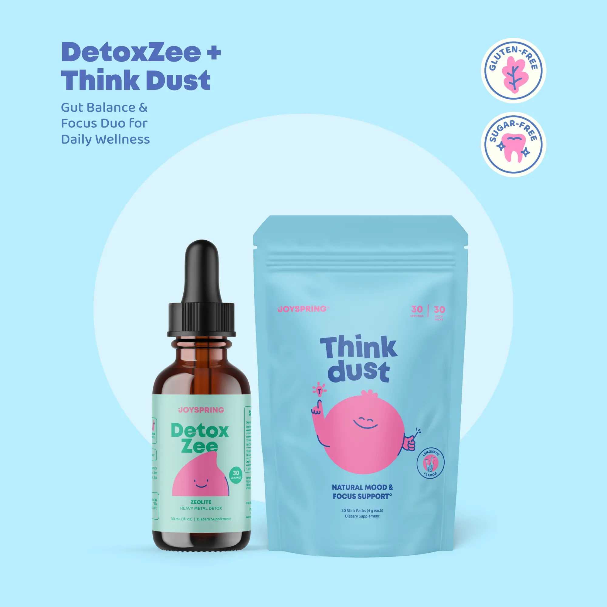 JoySpring DetoxZee + Think Dust – Gut Balance & Focus Duo for Daily Wellness