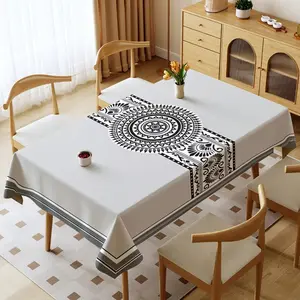 Minimalist Polyester Table Runner, Waterproof & Oil - Resistant, Black & White Patterned, Suitable for Home & Outdoor Use, Ideal as Wedding/Holiday/Birthday/Thank You Gift, Cozy Dining Decor