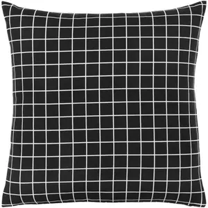 Check Accent Pillow, White, Black