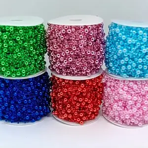 30 Meters 8+3mm Christmas Decoration Fishing Rod Artificial Pearls Bead Chain Garland Flowers Wedding Decoration