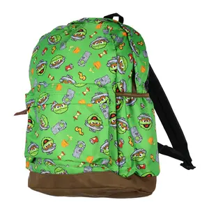 Sesame Street Oscar The Grouch Backpack All-Over Design Tote with Adjustable Straps 16"