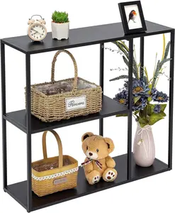 Console Table, Narrow Entryway Table, 3 Tier Metal Hallway Table, 9.8''Dx31.5''Wx29.7''H(Black)