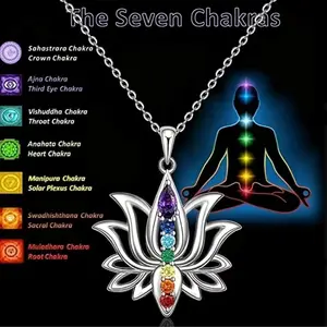 Chalice of Casamajor 7 Chakra Lotus Necklace with Silver Pendant
