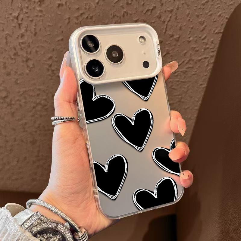 Heart Doodle Artwork Patterns Phone Case Durable Hard Acrylic Back Case With An Anti-Yellowing Coating, Made From High-Quality Designed For Reliable Drop Protection For Your Phone For iPhone 17.16.15.14.13.12.11.X.XS.XSMAX.XR.8.7