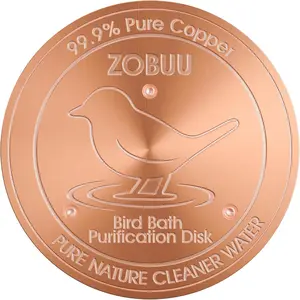 0.6mm Thickness 99.9% Pure Copper Bird Bath Purification Disk with Triple-Point Support, Year-Round Use Fits All Outdoor Bird Bath Bowl