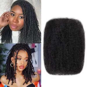 VITORISH Afro Kinky Bulk Human Hair for Braiding Twist Curly Wave 1B 14/12/10 Inch 3 Bundles 30g pcs Soft Tangle-Free Natural Volume Texture Micro Locs Extensions